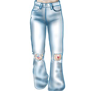 Image of worn jeans with holes in the knees