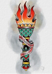 Trad Torch tattoo flash