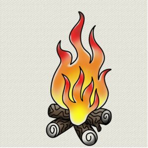 Traditional campfire tattoo flash