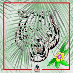 Tiger obscured by palm leaves