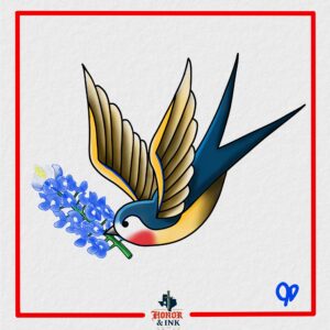 Traditional swallow with bluebonnet 