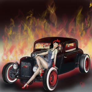 Pinup with ratrod