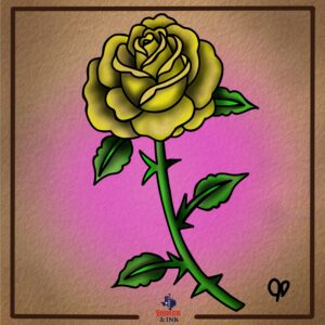 Traditional rose tattoo flash art