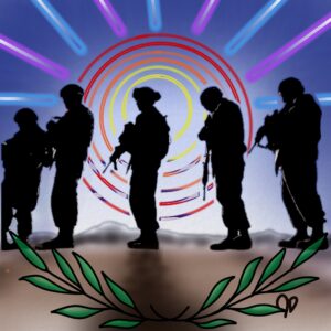 Briefing the team at sunset