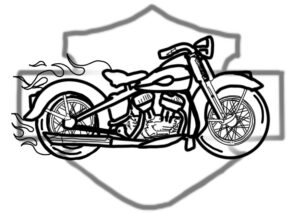 Traditional style tattoo sketch of a Harley motorcycle 