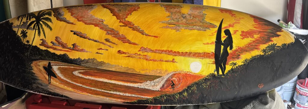 Painting on a surfboarf